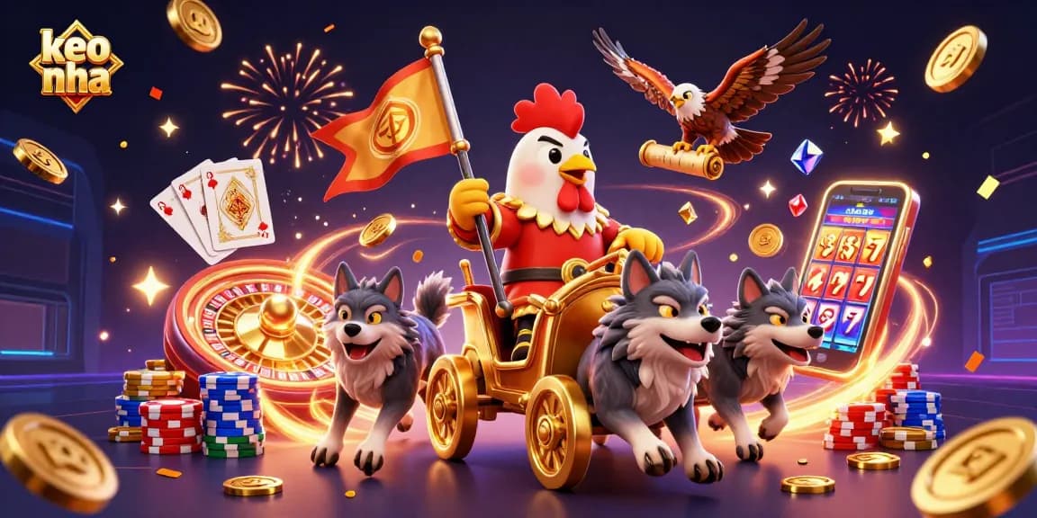 Engage with keo nha cai strategies as a rooster warlord claims victory in an energetic casino scene.