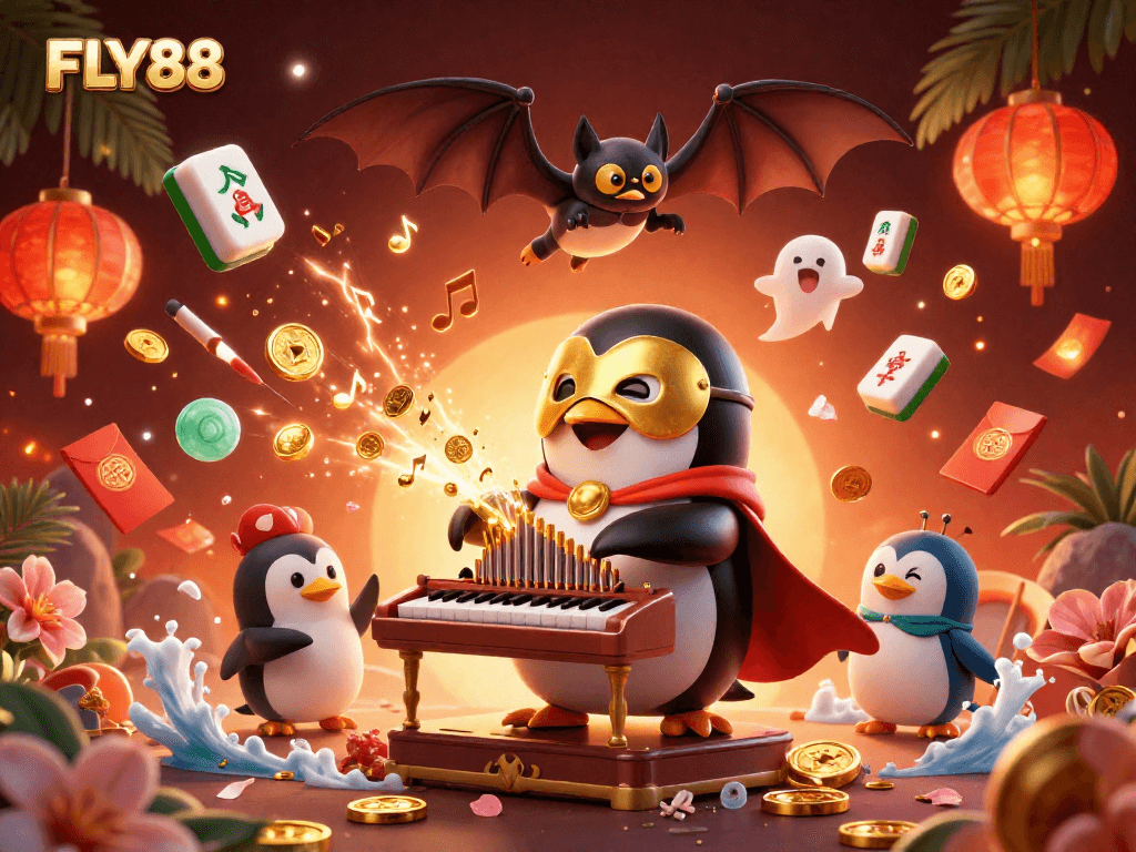 Experience exciting gaming adventures at FLY88 with 3D characters and vibrant casino elements.