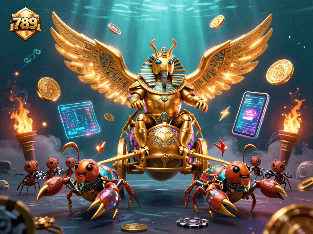Engage with thrilling gameplay at 789club, where a golden scarab beetle leads an exciting casino adventure.