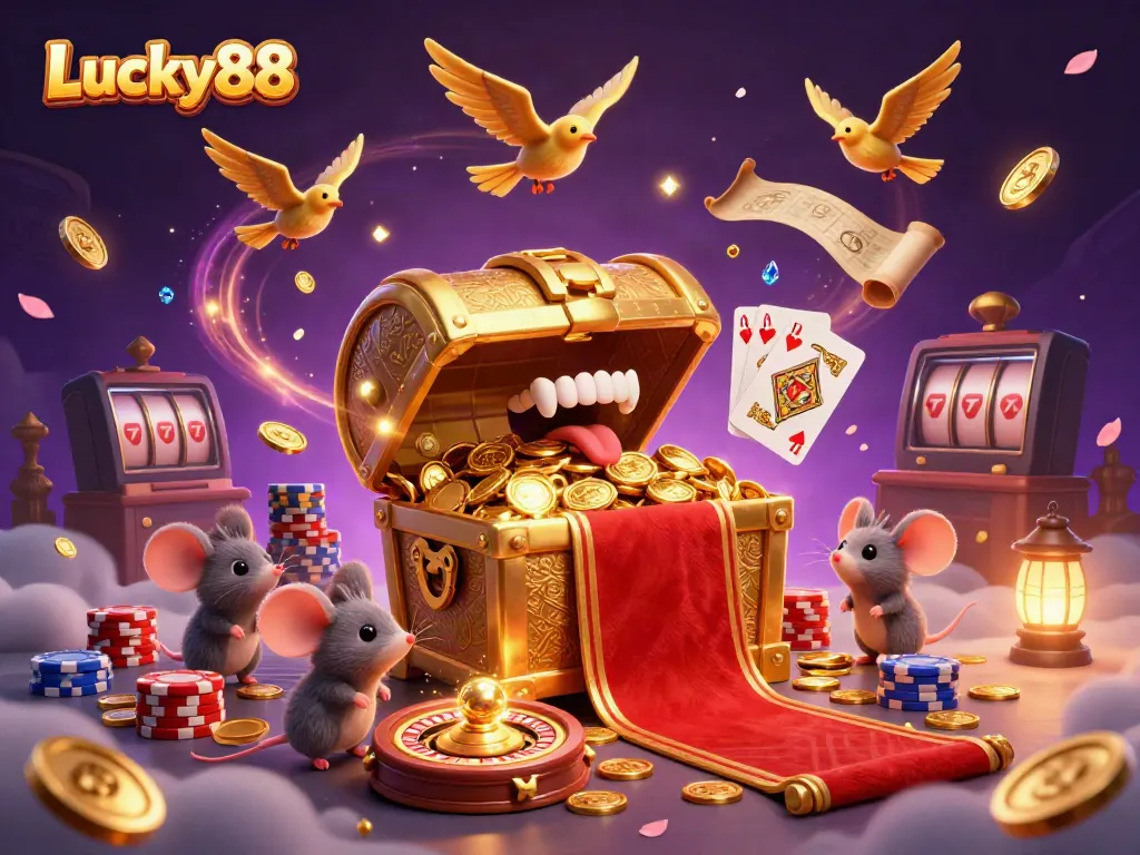 Engage in exciting gameplay with Lucky88 as treasures and winning symbols burst into action.