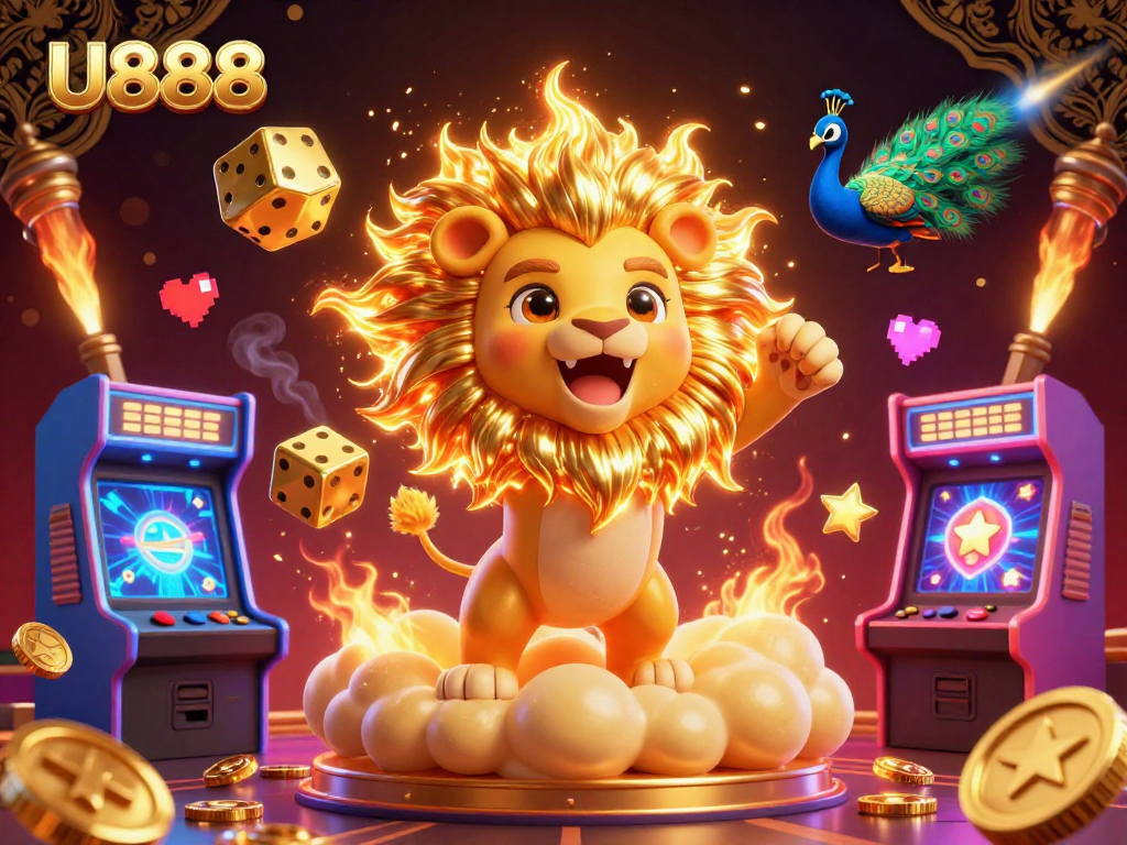 Experience the thrill of U888 with an engaging 3D casino-themed illustration showcasing vibrant characters and gaming elements.