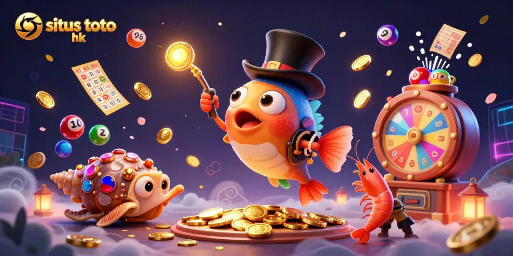 Experience situs toto hk with vibrant lottery excitement and underwater treasures in a captivating scene.