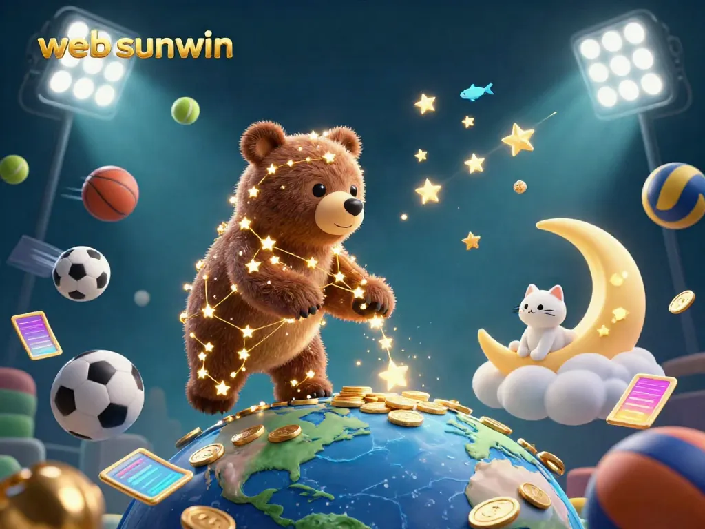 Experience thrilling wins with web sunwin in an action-packed illustrated casino scene featuring sports elements.