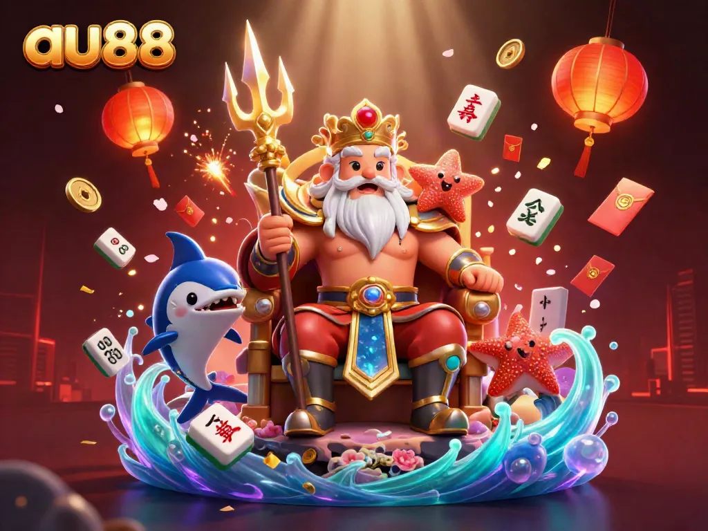 Experience epic winnings at au88 with the sea king Neptune and vibrant casino elements.