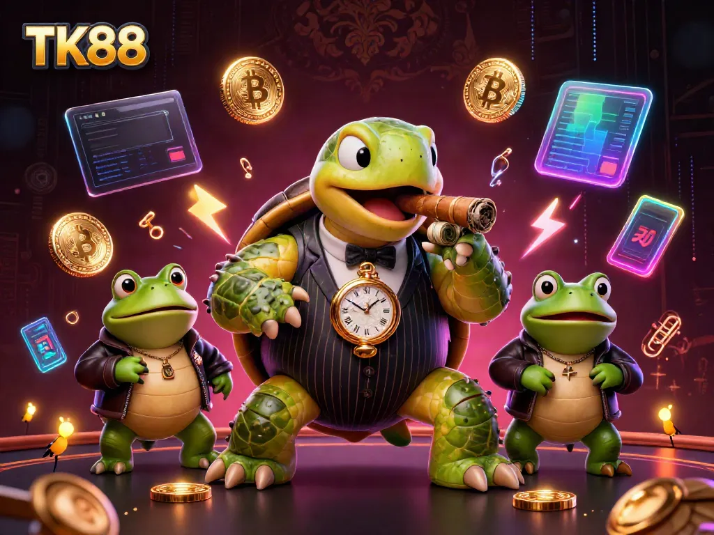 Engage with TK88's immersive casino action featuring a snapping turtle and thrilling gaming elements.
