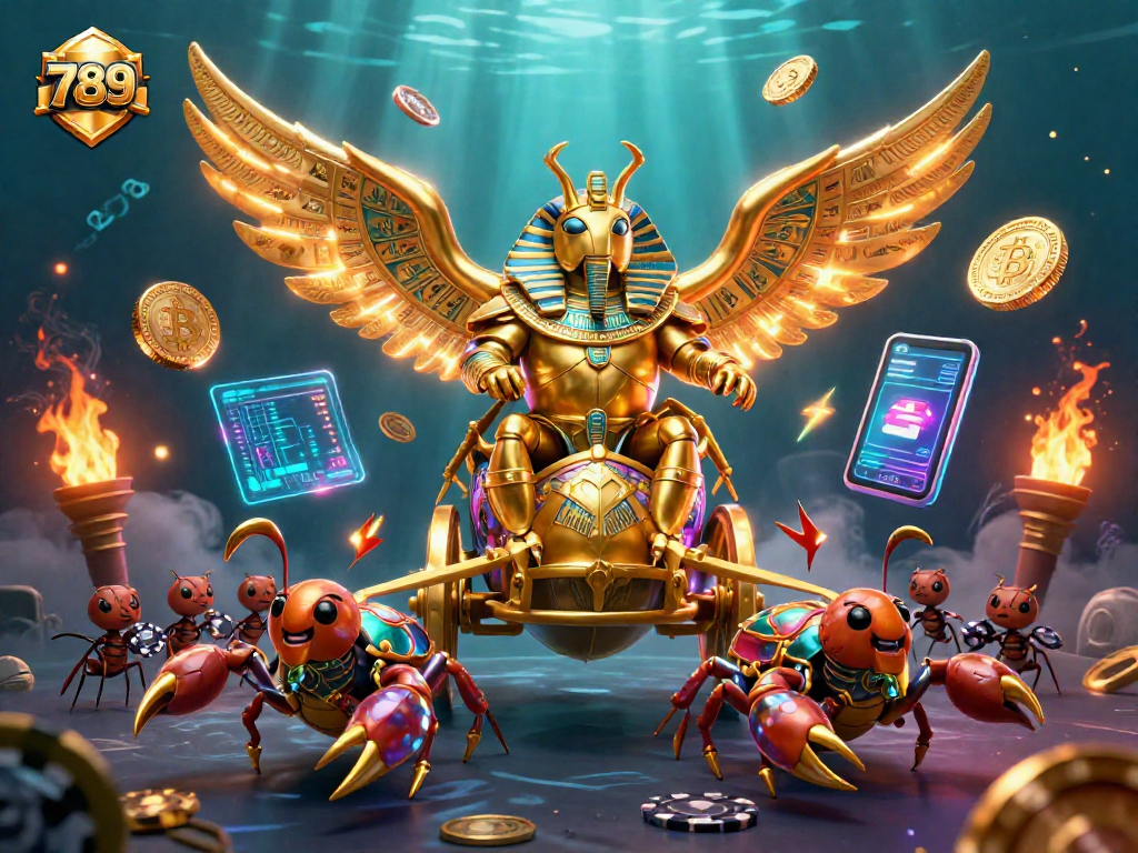 Engage with thrilling gameplay at 789club, where a golden scarab beetle leads an exciting casino adventure.