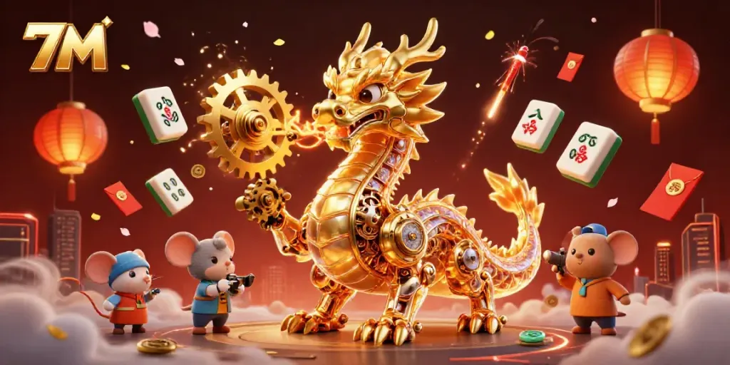 Join the thrilling gaming world of 7M with a vibrant, action-packed 3D scene showcasing exciting gaming elements.