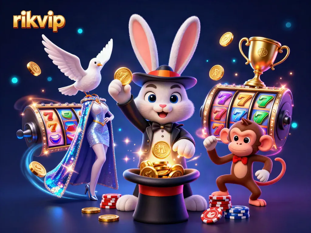 Experience big wins with rikvip's lively casino atmosphere featuring magical characters and dynamic slot elements.