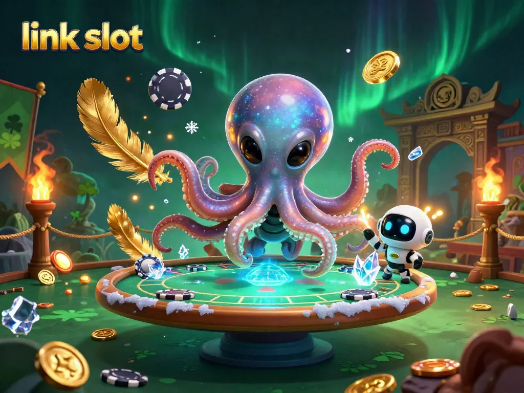 Engage with the link slot experience in this vibrant, cosmic casino scene.