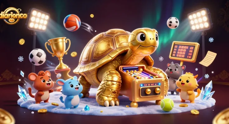 Engage with the colossal golden tortoise and explore exciting games at diarionco, a vibrant online casino experience.
