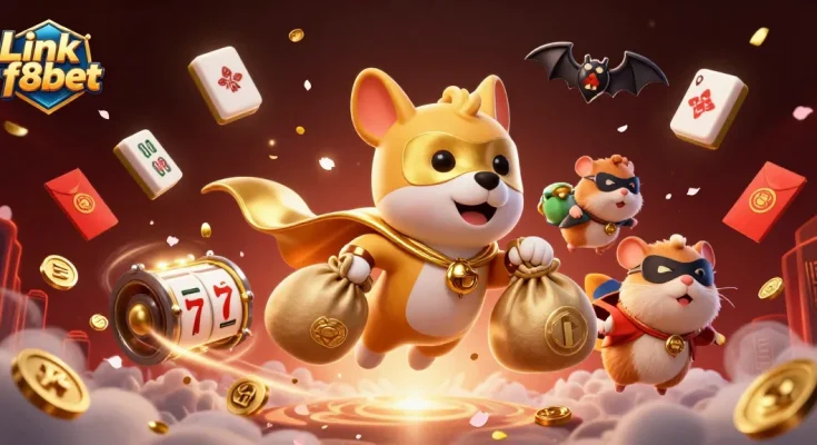 Spin for prizes with Link f8bet in this thrilling casino-themed illustration