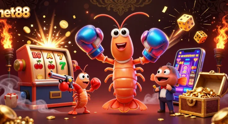 Experience giant jackpots with net88's dynamic slot scene featuring lively sea creatures and casino action.
