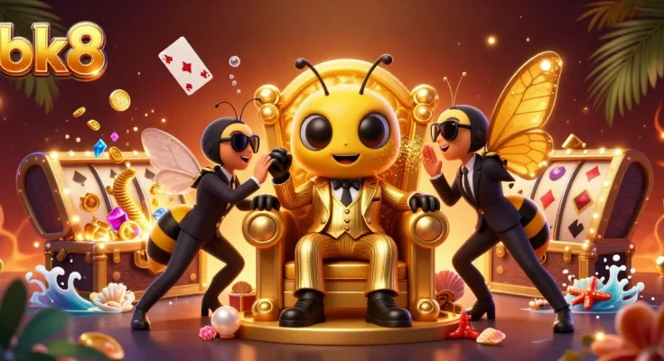 Play exciting slots with bk8 at an engaging casino scene filled with treasures and action.