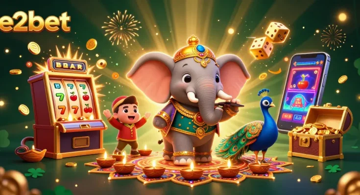 Experience the excitement of e2bet with Vibrant 3D casino scenes featuring fantasy elements and dynamic game action.