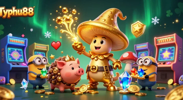 Experience the thrilling world of Typhu88 with a magical golden mushroom wizard and treasure-hunting pig