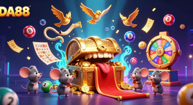 Experience thrilling adventures at DA88 with vibrant lottery game elements and dazzling treasure