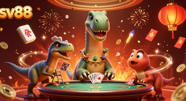 Experience sv88's thrilling online gaming with colorful characters and dynamic casino elements.
