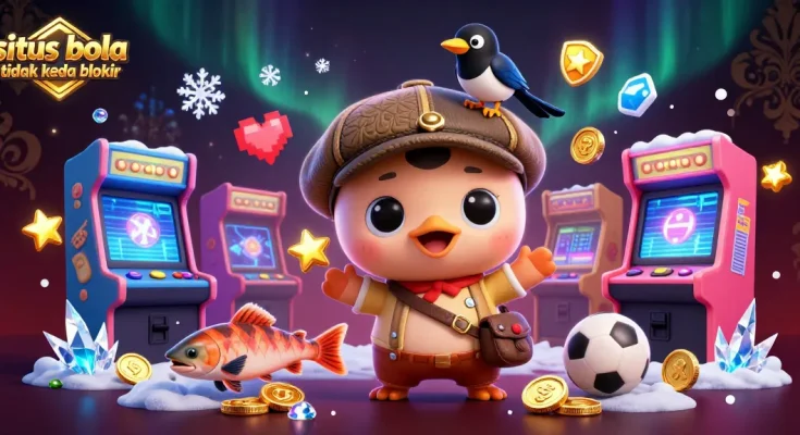 Engage with the situs bola tidak kena blokir featuring colorful characters among vibrant sports betting elements.
